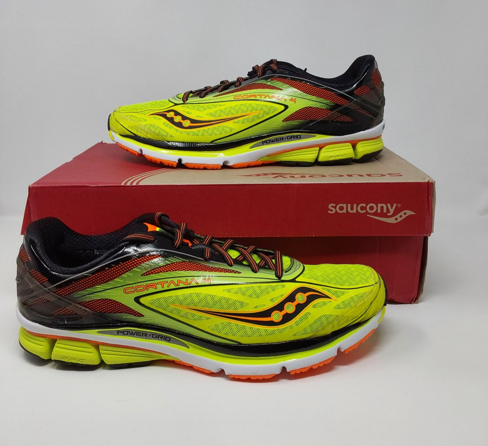 Saucony Cortana 4 Mens 12 Citron Orange Black PowerGrid Running Shoes S20240-2